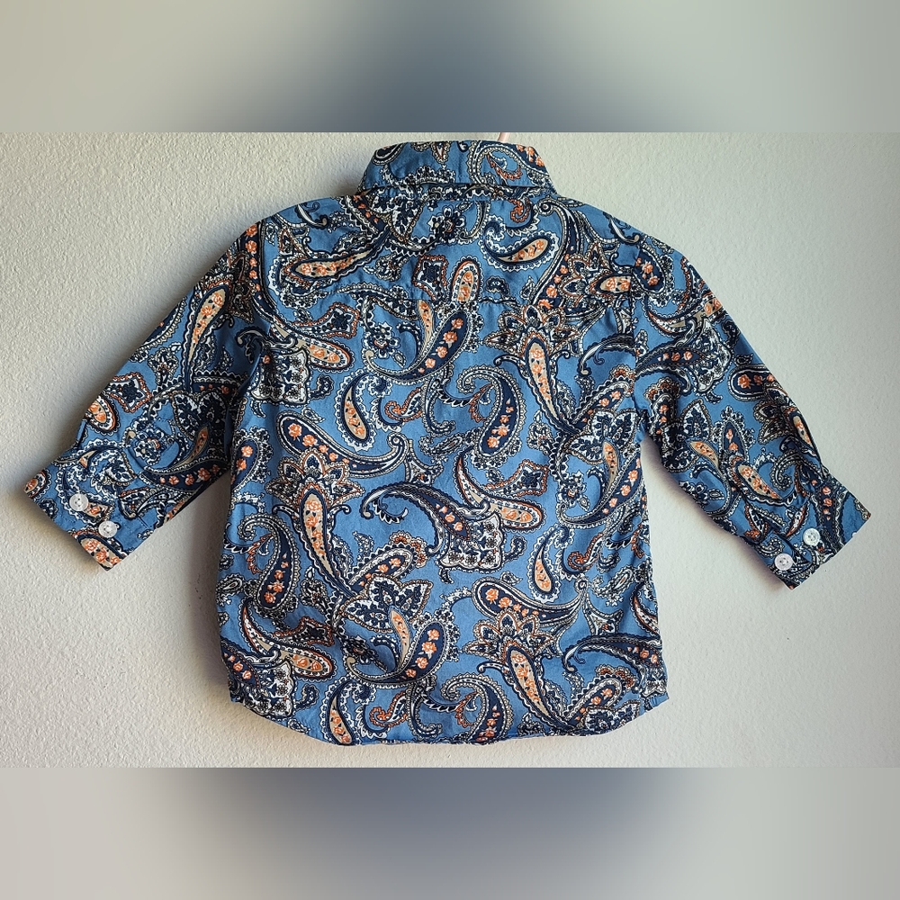 Cinch Pendleton Round-Up LS Blue /White / Orange Paisley LS Shirt,Sz 6-12M - Picture 5 of 5